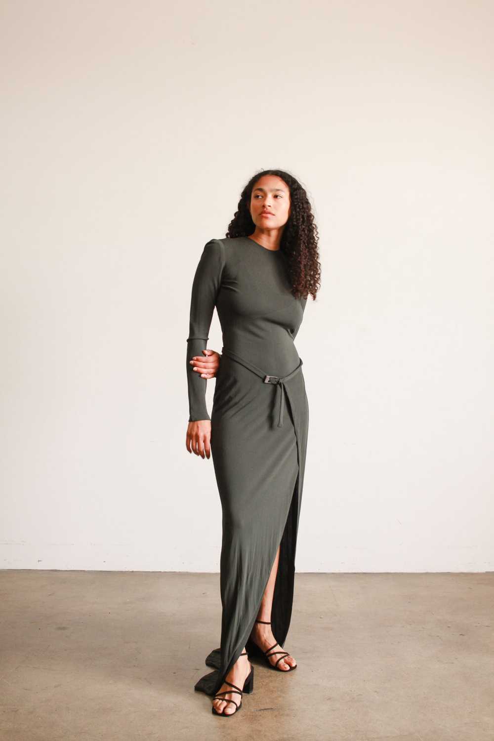 1990s Calvin Klein Jersey Knit Long Sleeve Dress - image 2