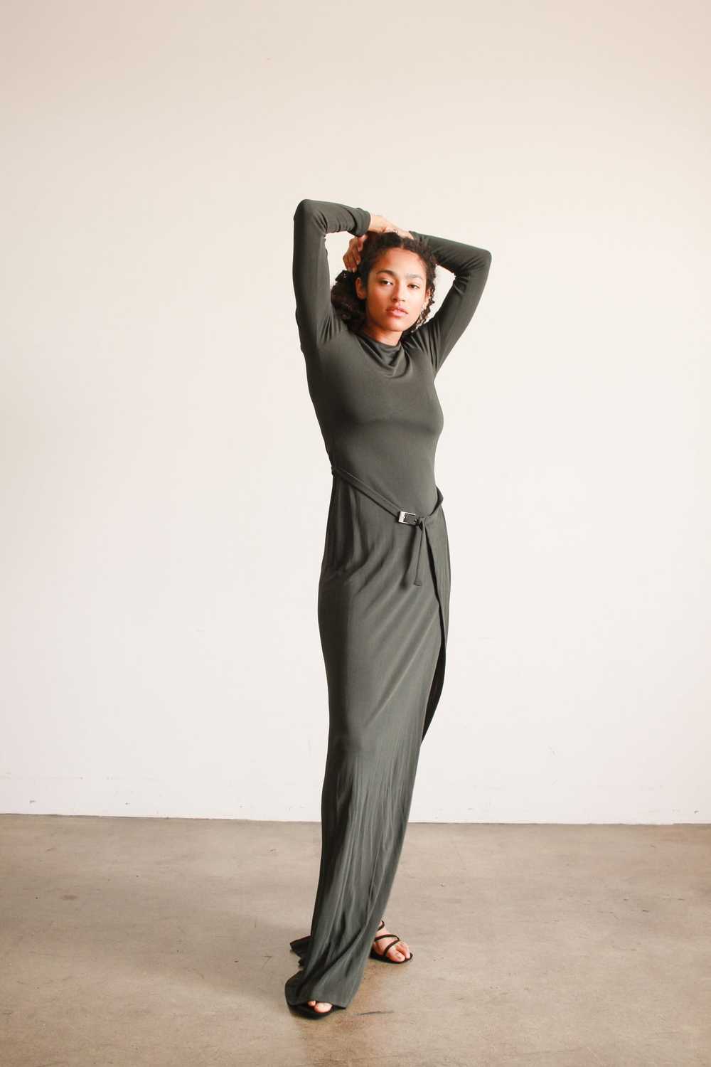 1990s Calvin Klein Jersey Knit Long Sleeve Dress - image 4