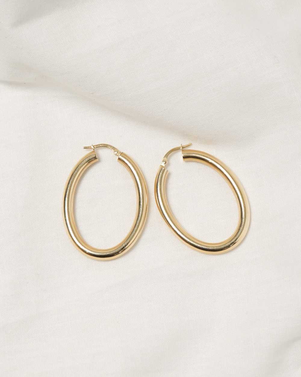 14k Gold Bold Hoop Earrings - image 1