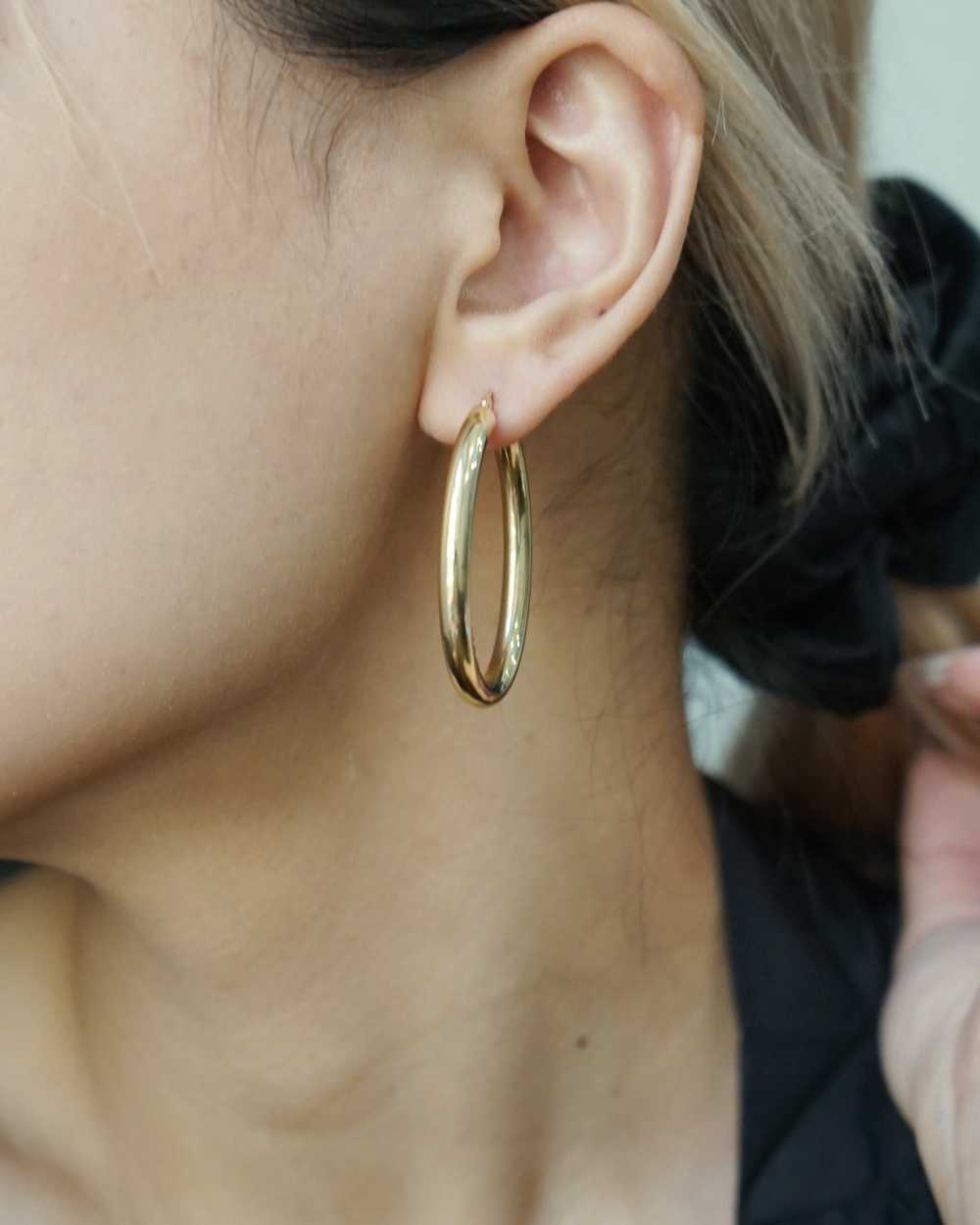 14k Gold Bold Hoop Earrings - image 3