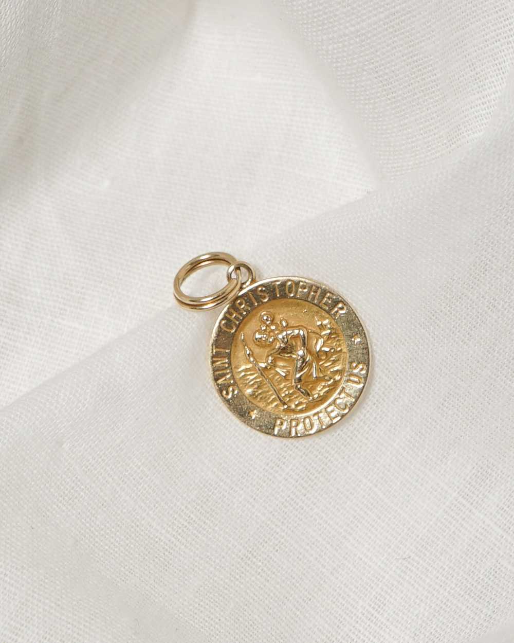 14K Gold St. Christopher Coin Charm - image 2