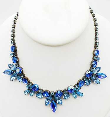 Regency Aqua and Blue Rhinestone Necklace