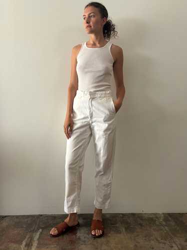 50s/60s White Cotton Linen Work Pants