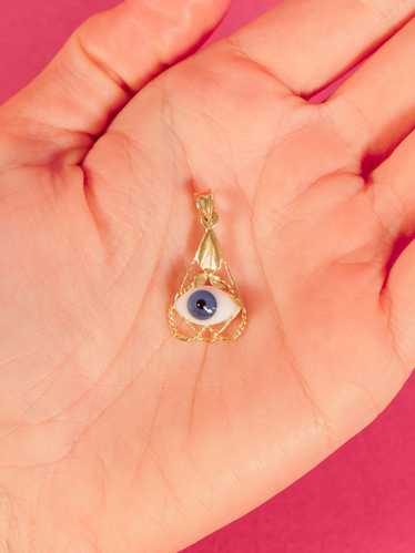 14k Glass Evil Eye Pendant