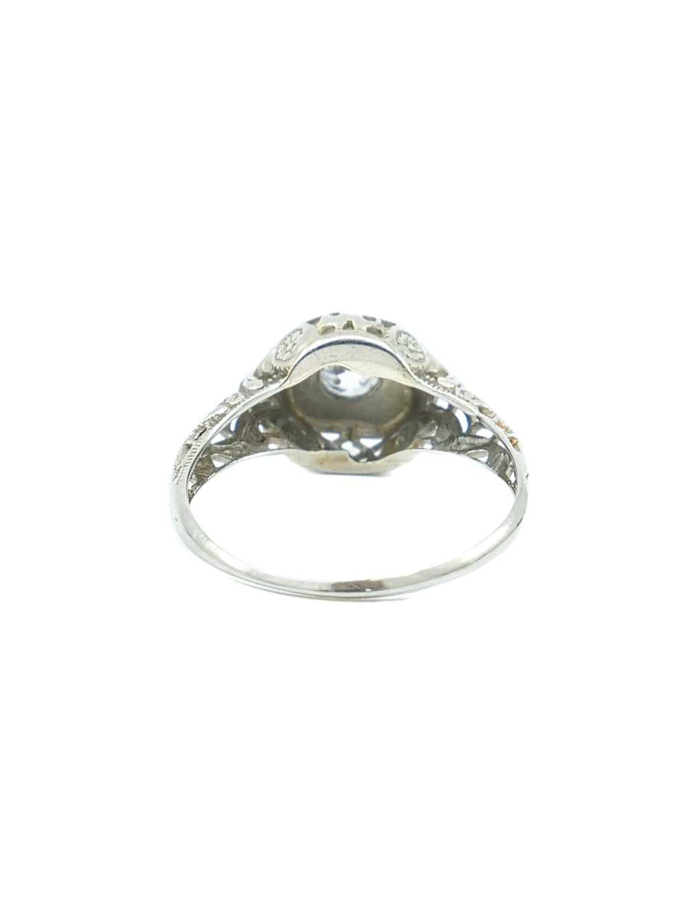 18k Antique Yellow And White Gold Diamond Ring - image 4