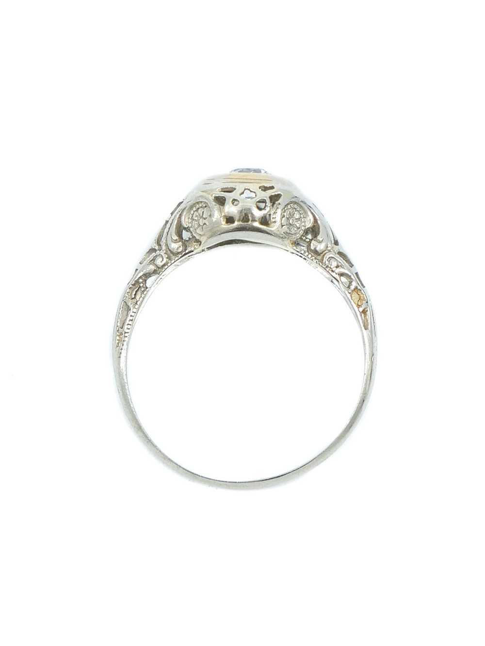 18k Antique Yellow And White Gold Diamond Ring - image 5
