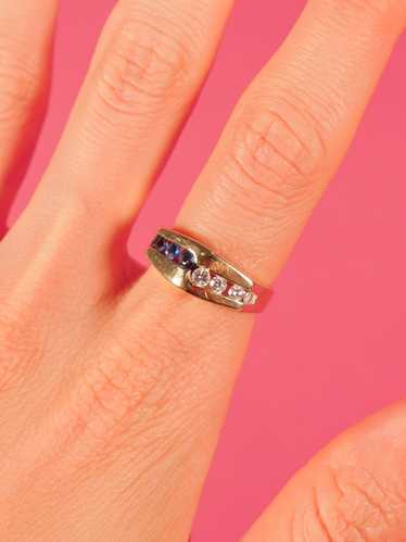Geometric Sapphire And Diamond Ring