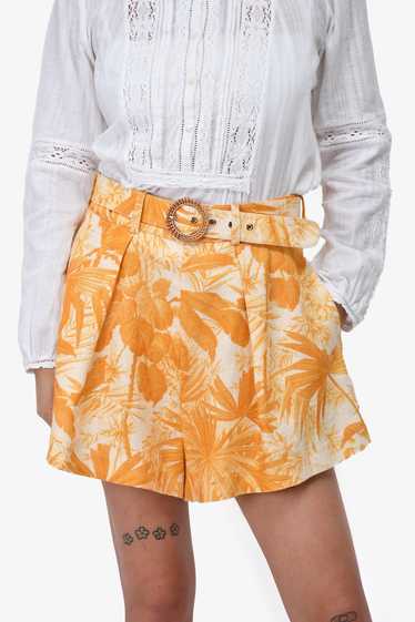 Zimmermann Yellow Floral Printed Belted Shorts Siz