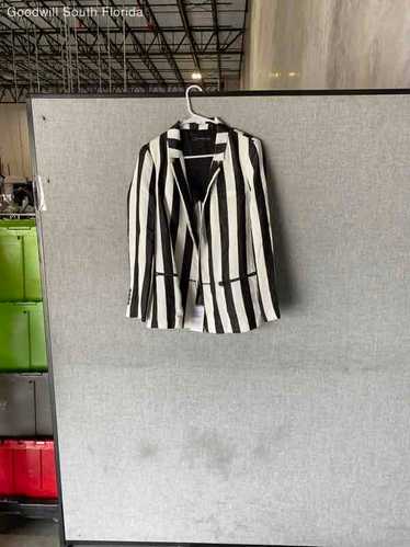 Zara Womens White Black Striped Blazer Size M