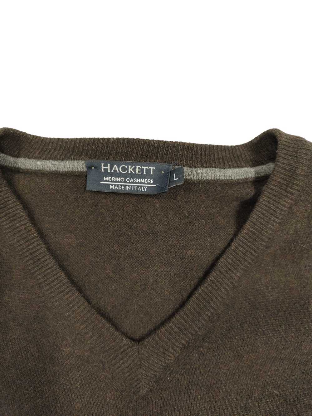 Hackett Dark Brown Merino Cashmere V Neck Sweater - image 3