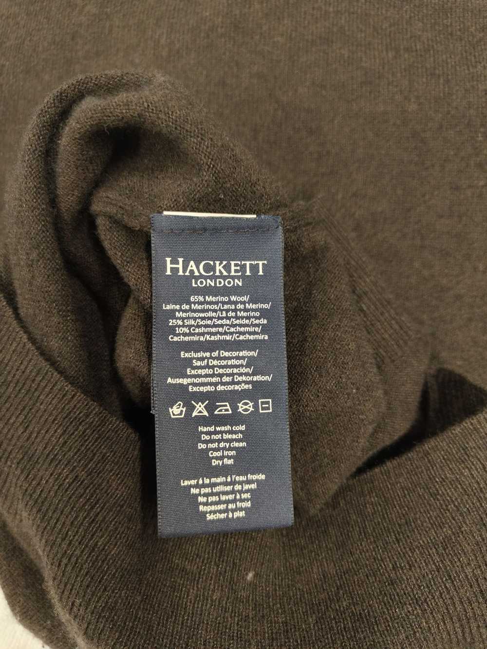 Hackett Dark Brown Merino Cashmere V Neck Sweater - image 4