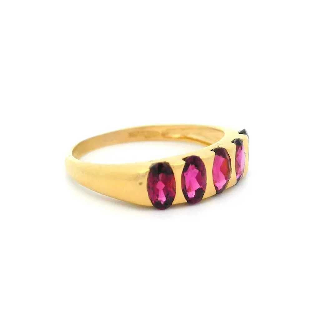 Vintage 10k Gold Channel Elongated Oval Rhodolite… - image 2