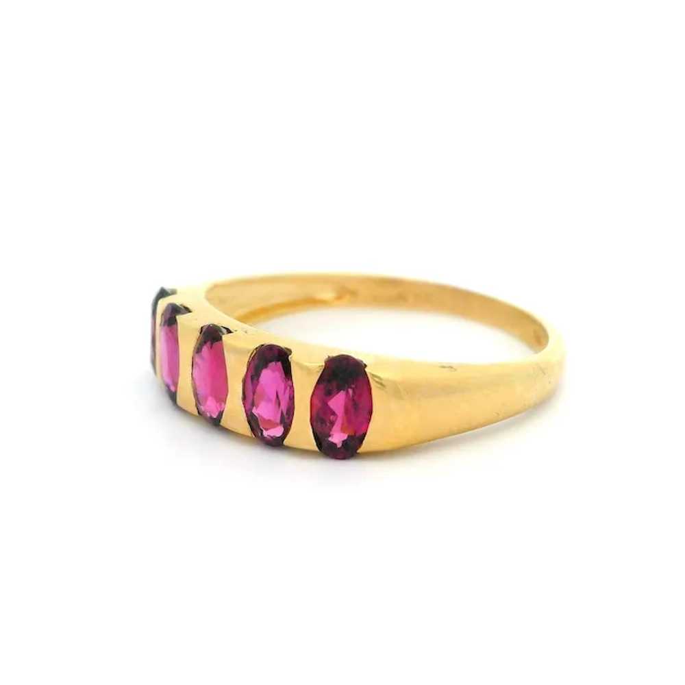 Vintage 10k Gold Channel Elongated Oval Rhodolite… - image 3