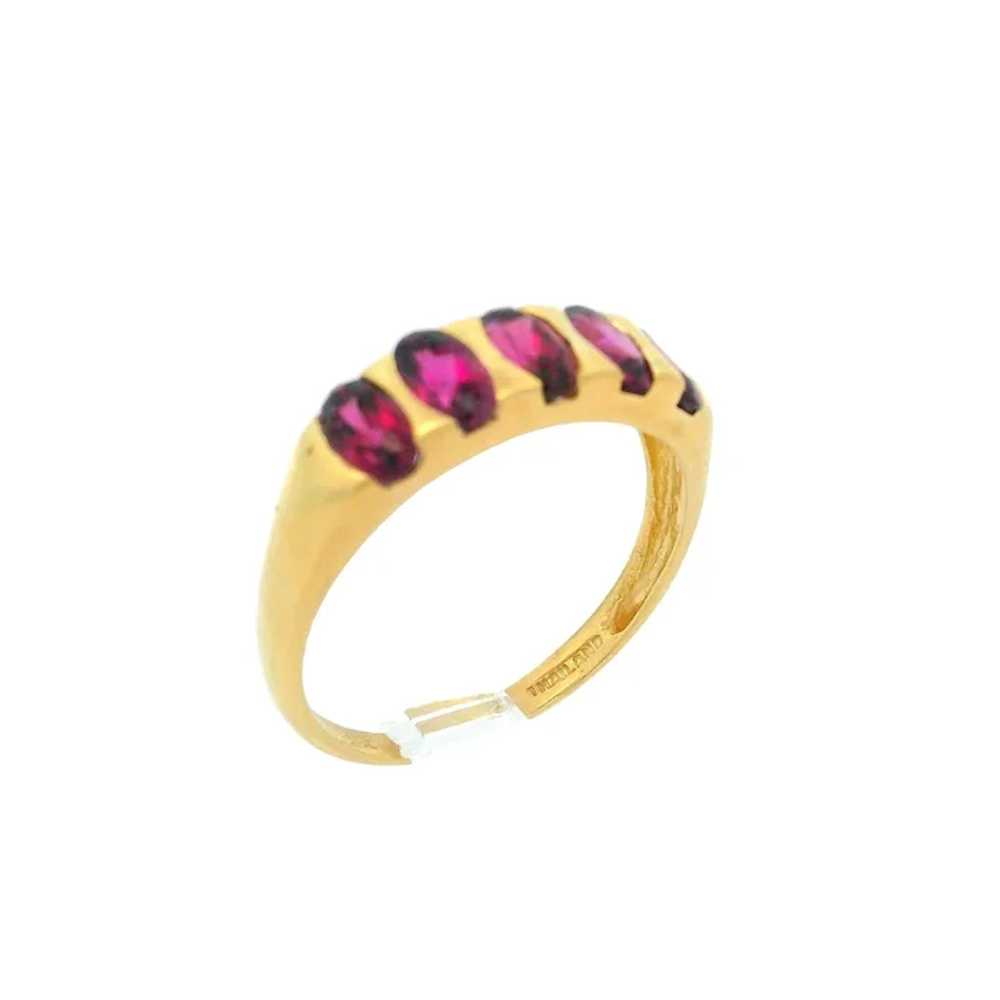 Vintage 10k Gold Channel Elongated Oval Rhodolite… - image 9