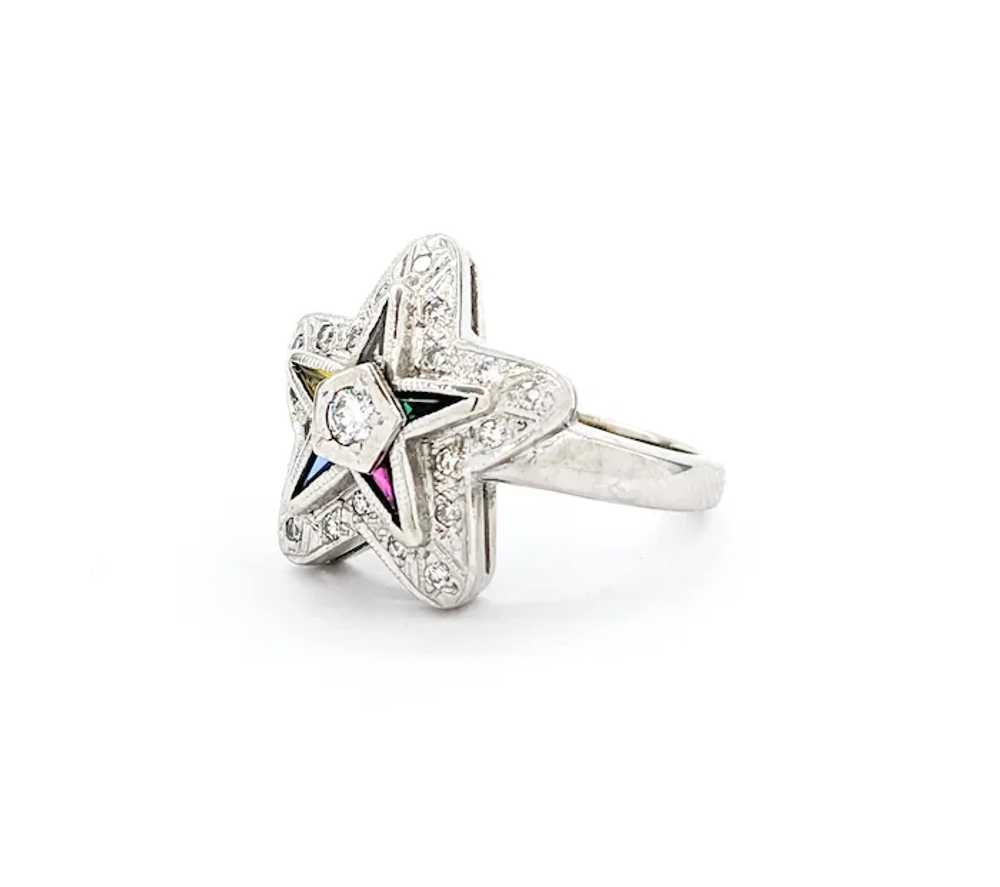 Vintage Eastern Star Diamond & Gemstone Ring - image 4