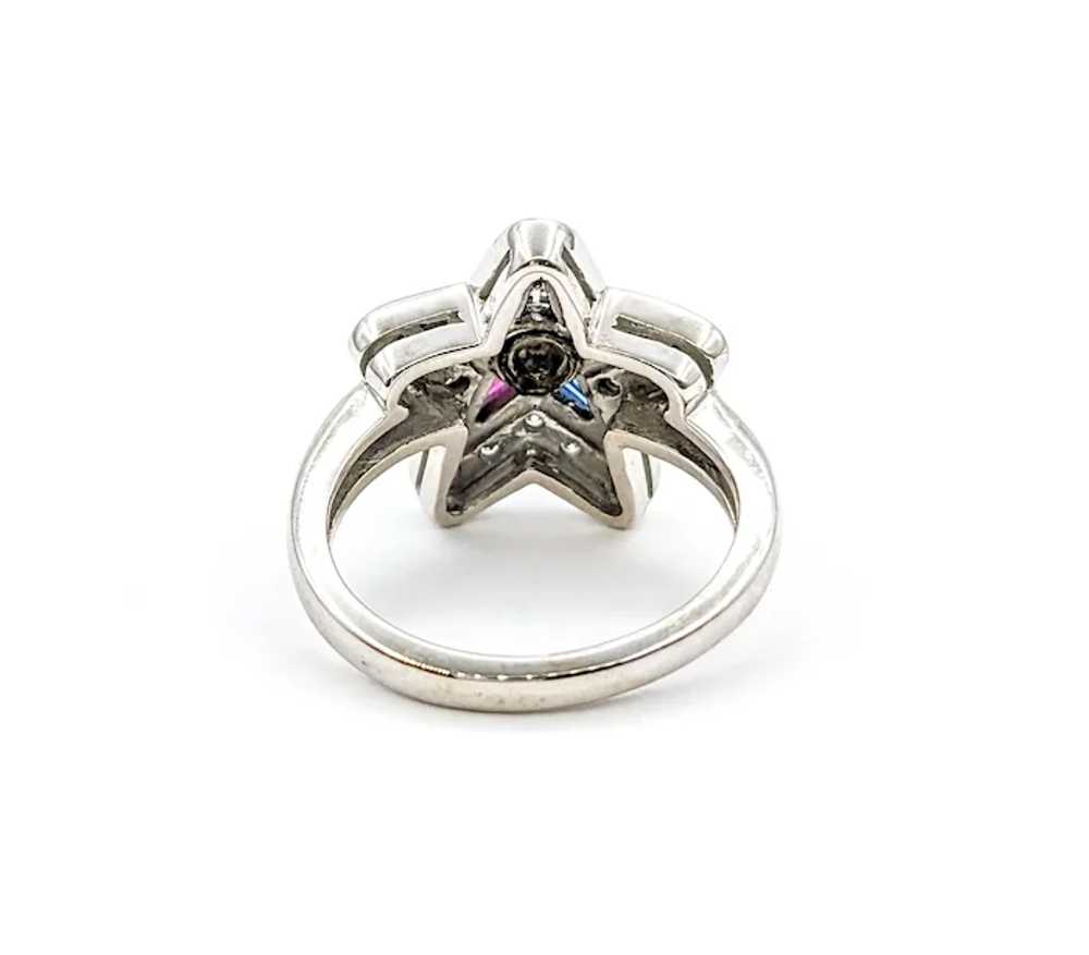 Vintage Eastern Star Diamond & Gemstone Ring - image 9