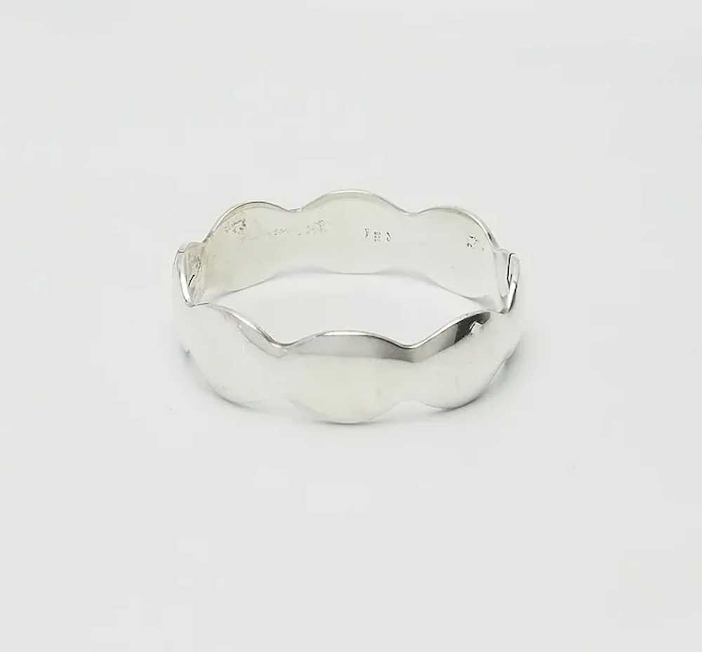 Elegant modernist heavy sterling silver wave shap… - image 3