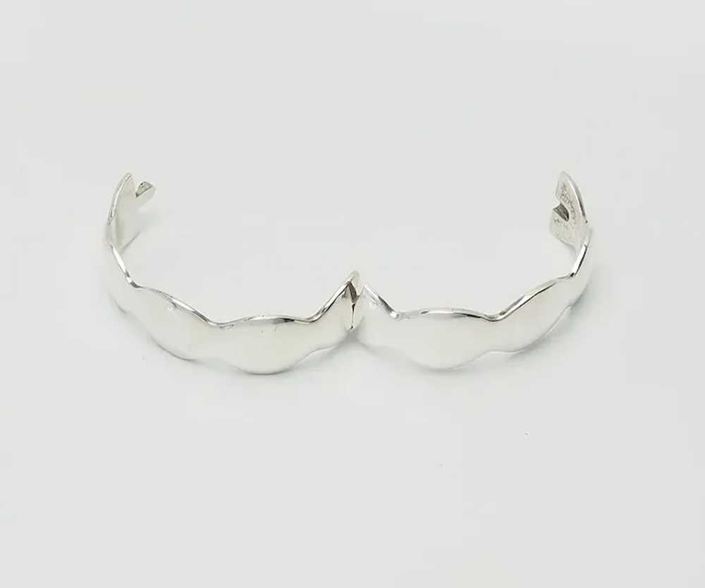 Elegant modernist heavy sterling silver wave shap… - image 5