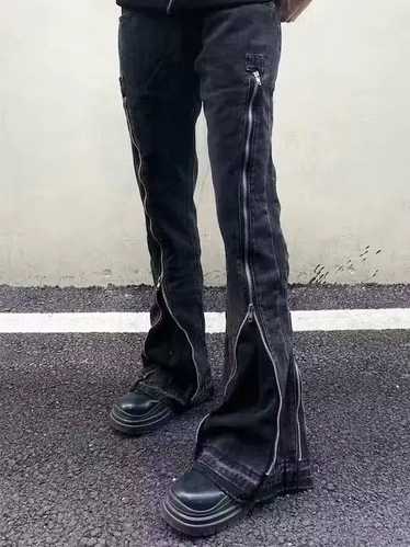 Japanese Brand × Jean × Streetwear Flared Zip Up … - image 1
