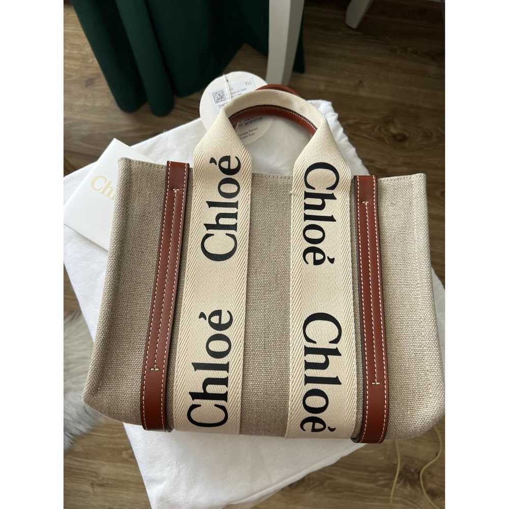 Chloé Woody linen tote - image 2