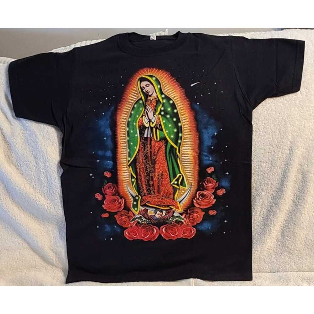 Vintage OUR LADY OF GUADALUPE STARS ROSE FLOWER S… - image 1