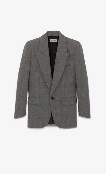 Saint Laurent Paris Single Breasted Wool Herringbo