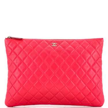 CHANEL O Case Clutch Quilted Lambskin Large