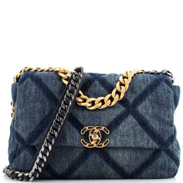 CHANEL 19 Flap Bag Quilted Denim Large