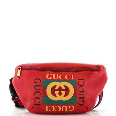 GUCCI Logo Belt Bag Printed Leather Medium