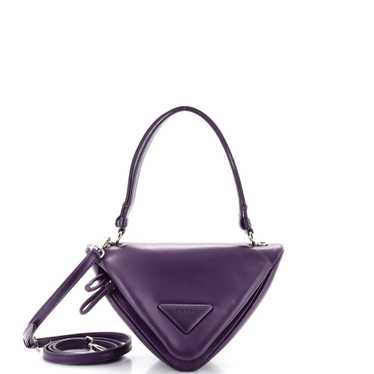 PRADA Triangle Convertible Zip Handbag Leather Sma