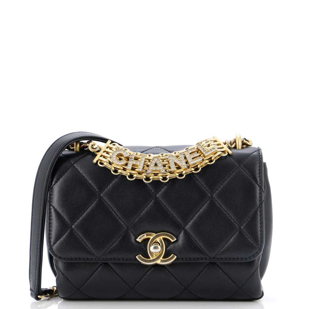 CHANEL Crystal Logo Letters Chain Handle Flap Bag… - image 1