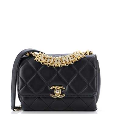 CHANEL Crystal Logo Letters Chain Handle Flap Bag 