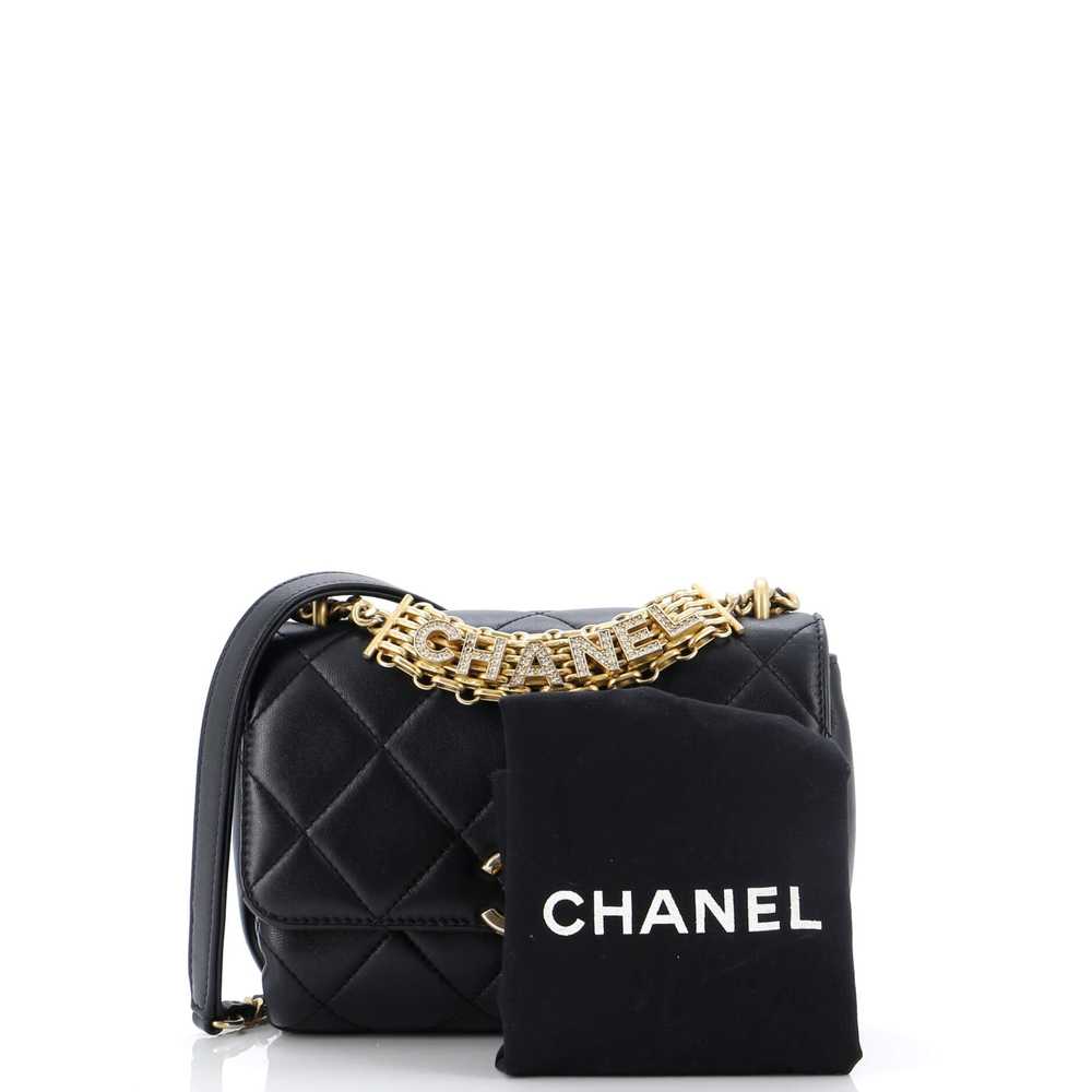 CHANEL Crystal Logo Letters Chain Handle Flap Bag… - image 2