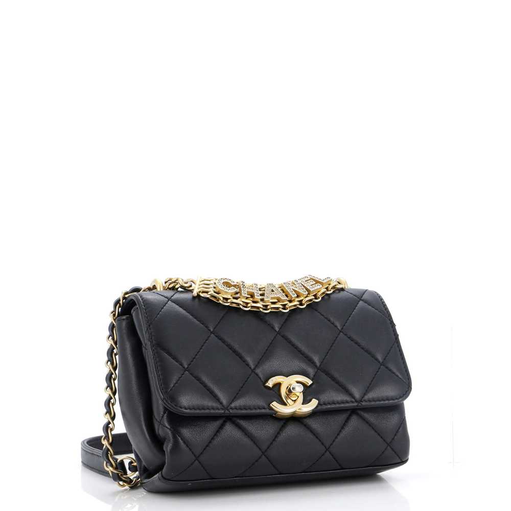 CHANEL Crystal Logo Letters Chain Handle Flap Bag… - image 3