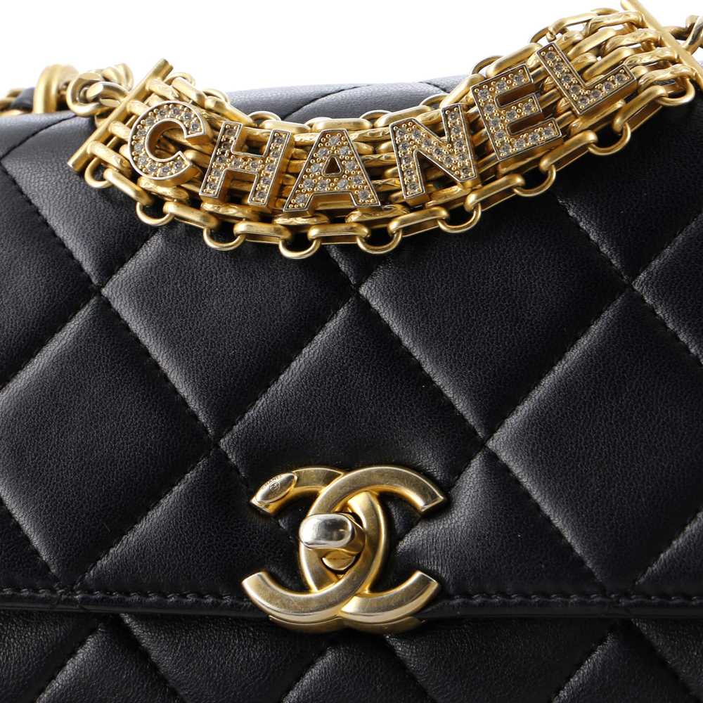 CHANEL Crystal Logo Letters Chain Handle Flap Bag… - image 7