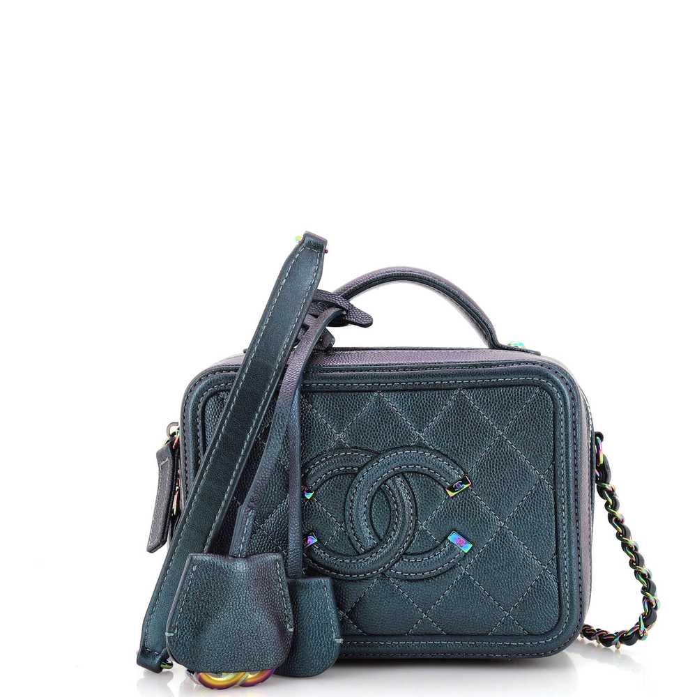 CHANEL Filigree Vanity Case Quilted Iridescent Ca… - image 1