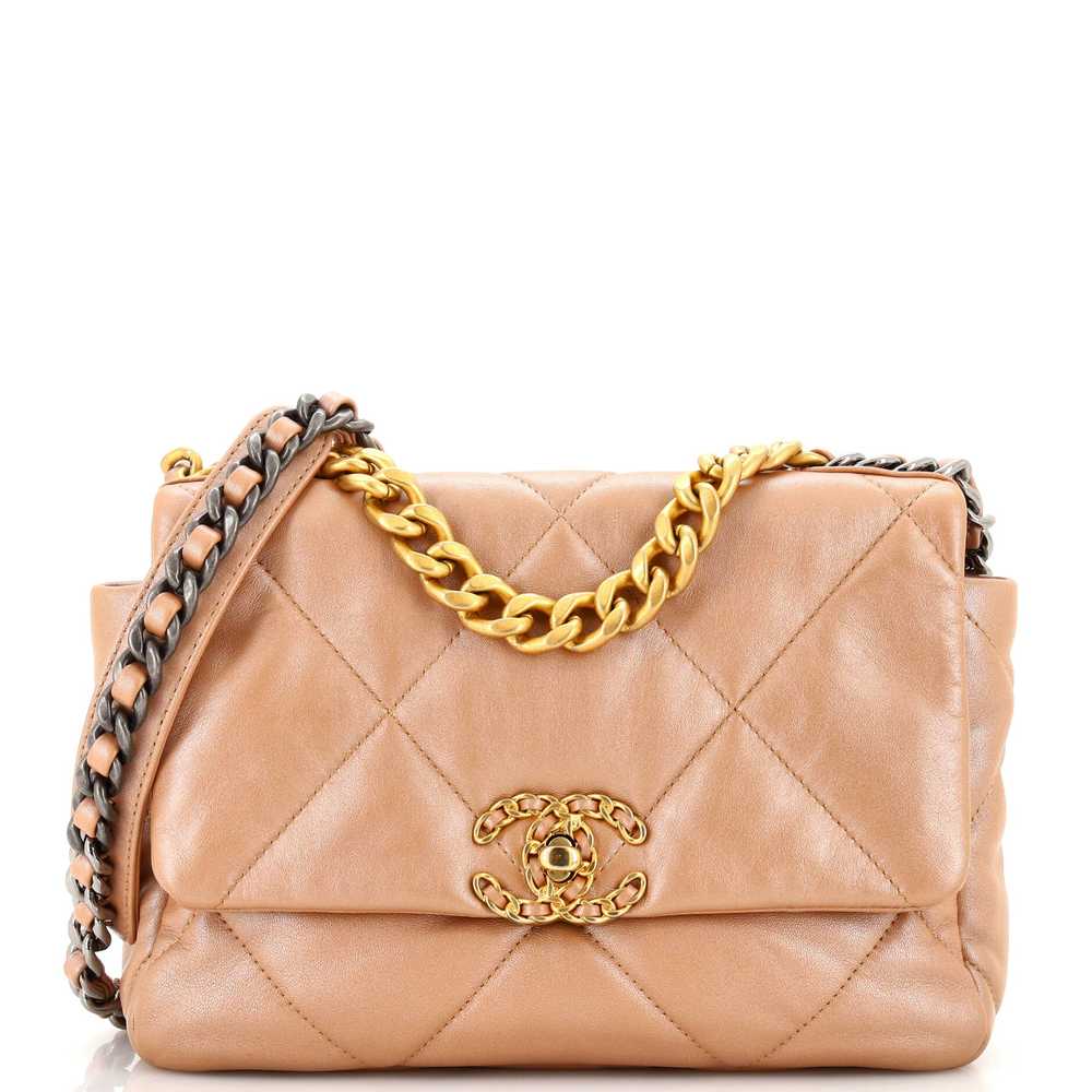 CHANEL 19 Flap Bag Quilted Iridescent Calfskin Me… - image 1