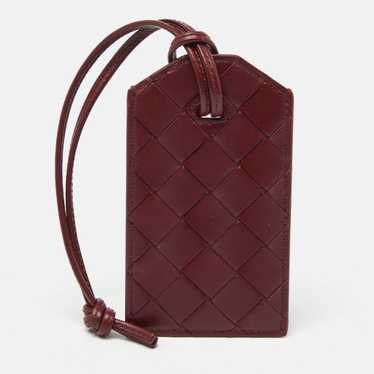 BOTTEGA VENETA Maroon Intrecciato Leather Name Ta… - image 1