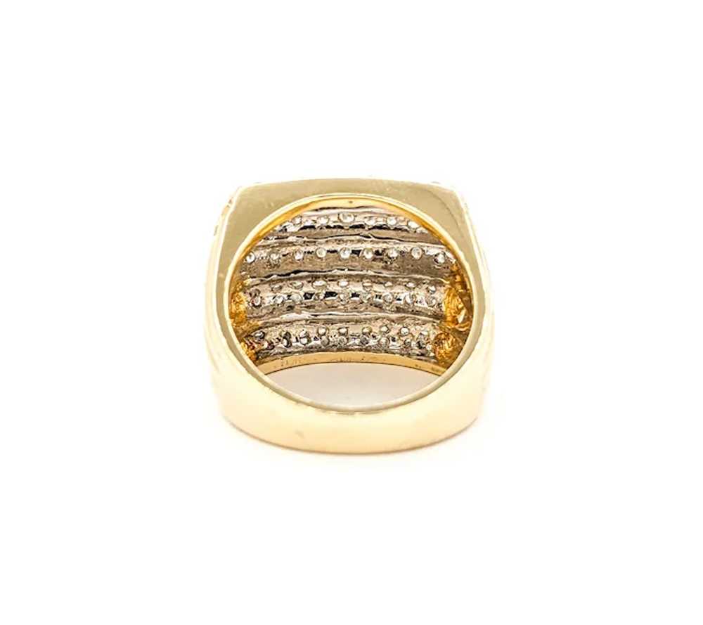 Retro Pave Diamond Tiered Wide Band Ring in Yello… - image 10