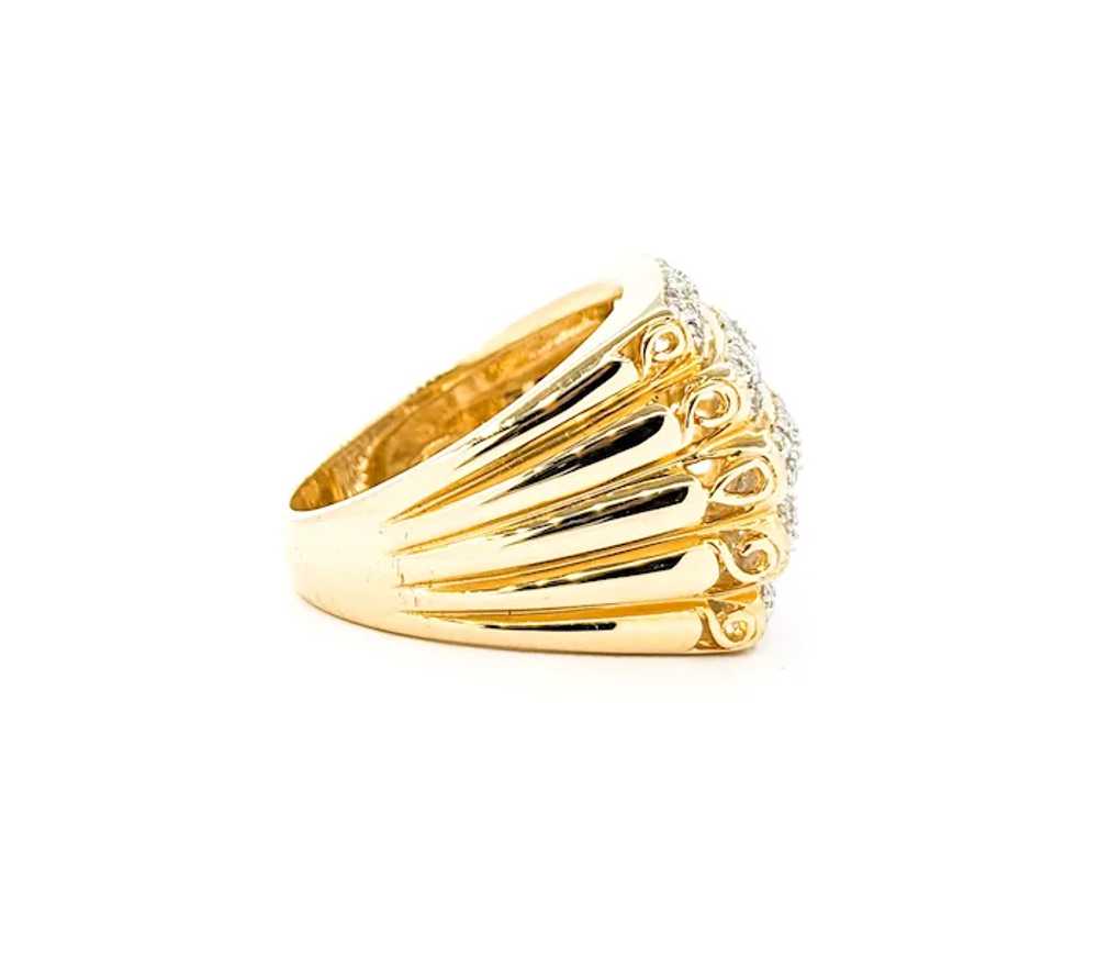 Retro Pave Diamond Tiered Wide Band Ring in Yello… - image 6