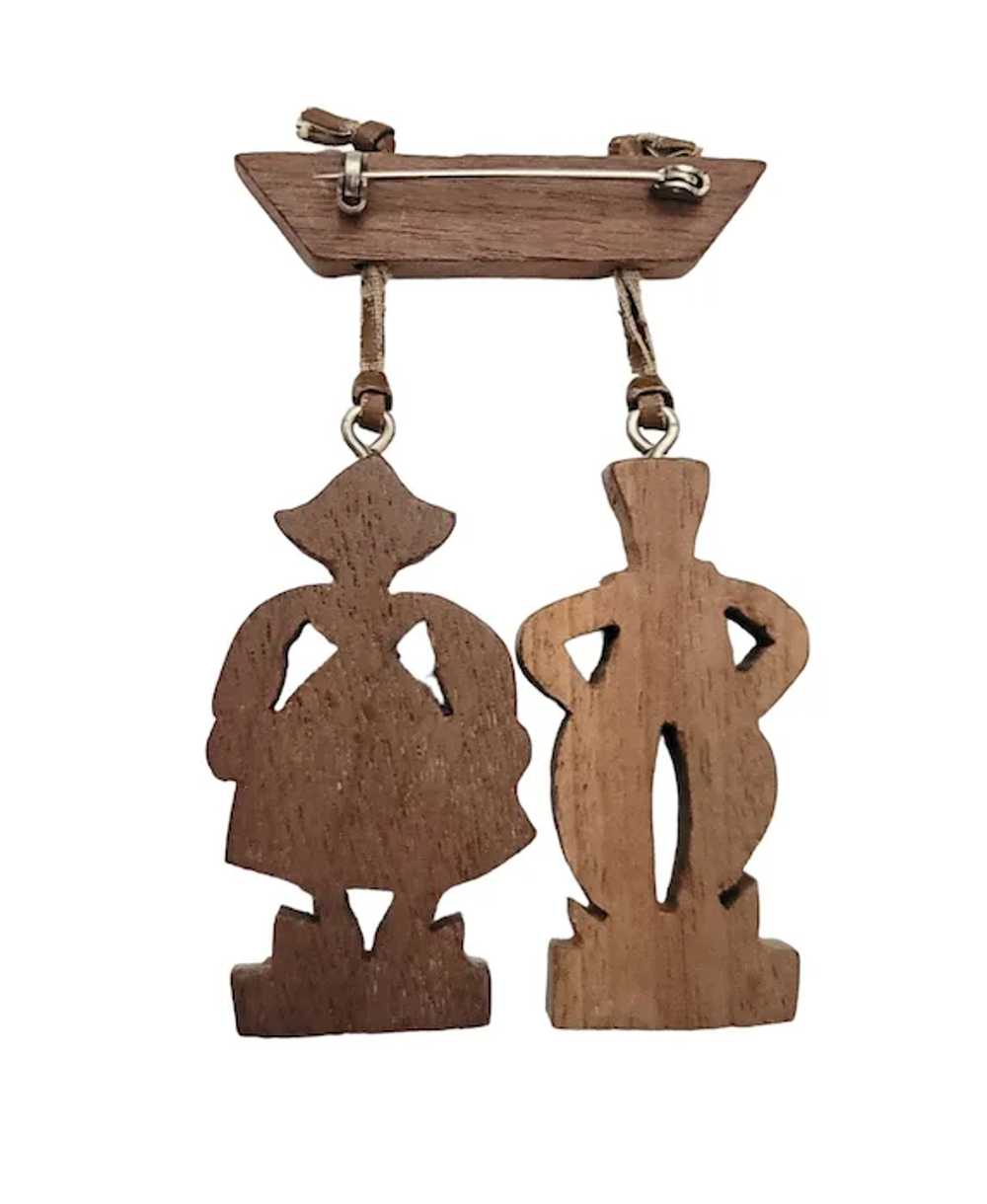 Vintage Wood Carved Man Woman Figural Pair Bar Da… - image 6