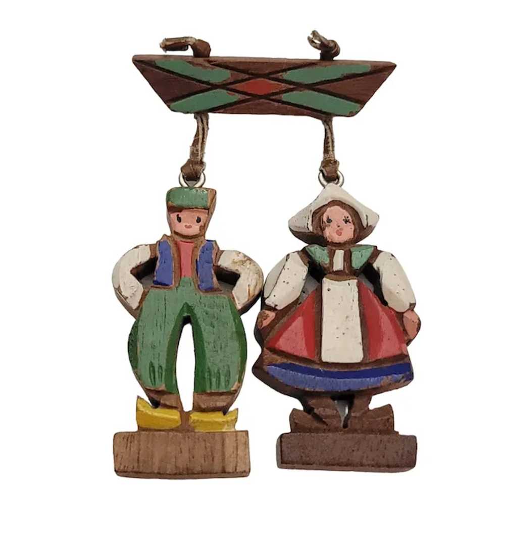 Vintage Wood Carved Man Woman Figural Pair Bar Da… - image 9