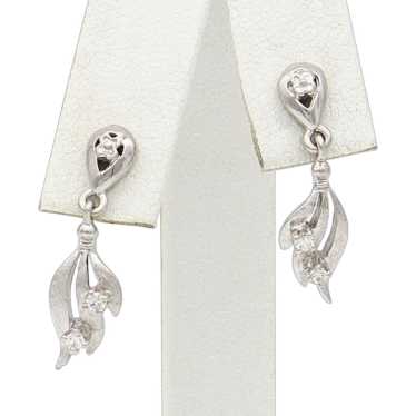 Vintage 14K White Gold Diamond Dangle Earrings