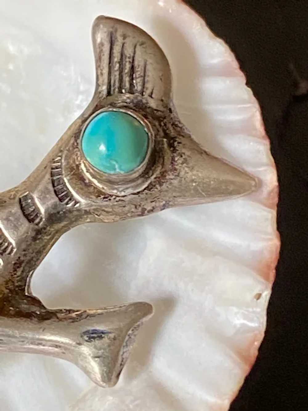 Vintage American Indian Silver and Turquoise Road… - image 3