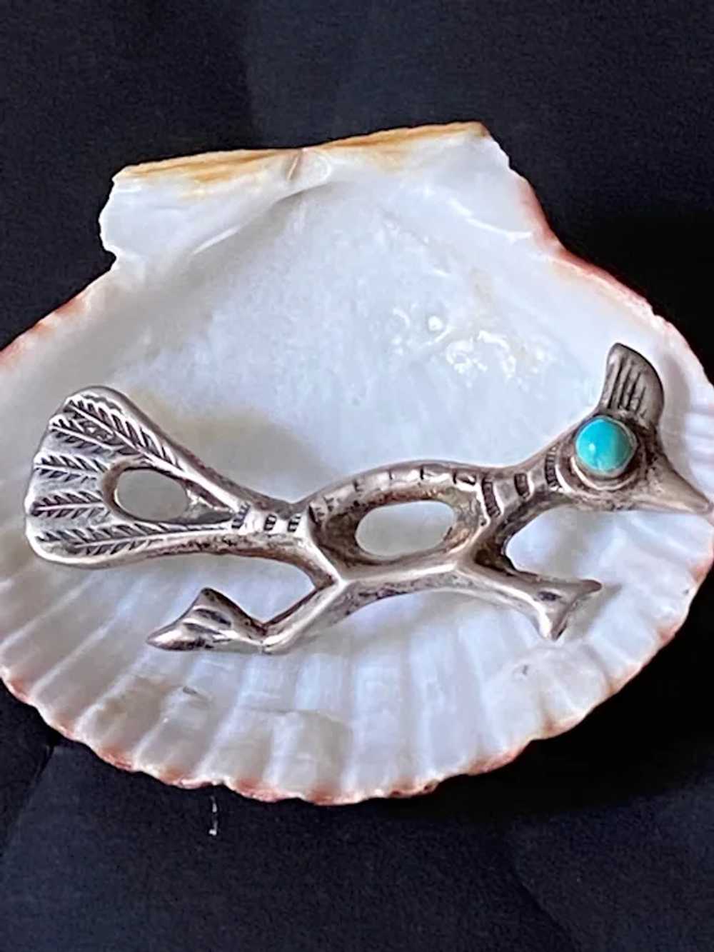 Vintage American Indian Silver and Turquoise Road… - image 5