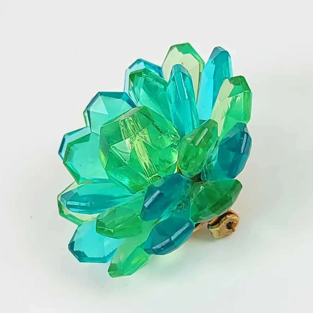 Turquoise & Lime Lucite Brooch Earrings Set ~ Hon… - image 4