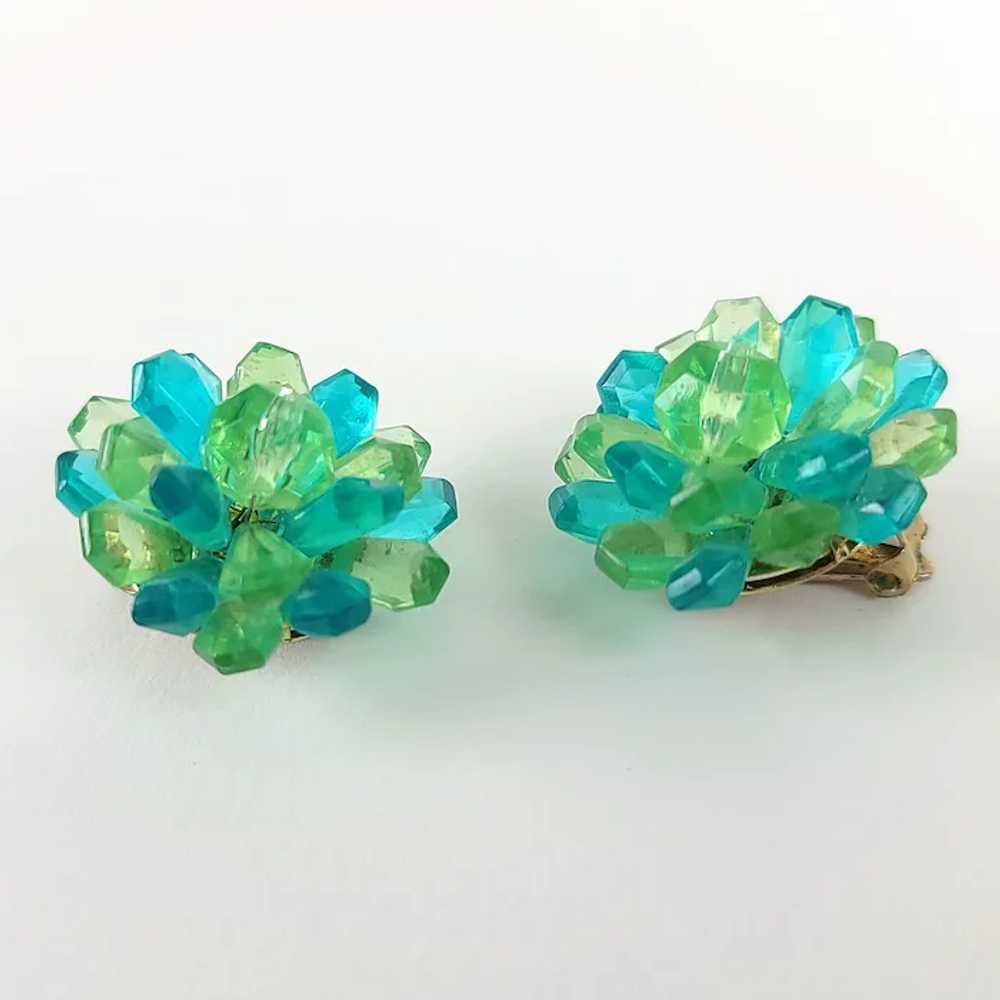 Turquoise & Lime Lucite Brooch Earrings Set ~ Hon… - image 6