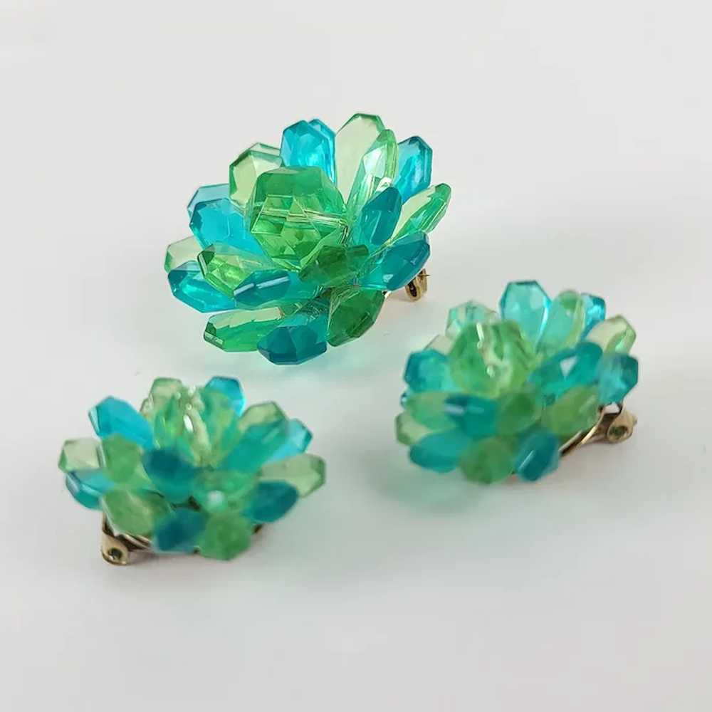 Turquoise & Lime Lucite Brooch Earrings Set ~ Hon… - image 7