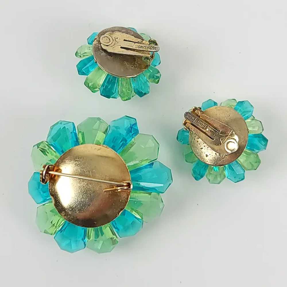 Turquoise & Lime Lucite Brooch Earrings Set ~ Hon… - image 8