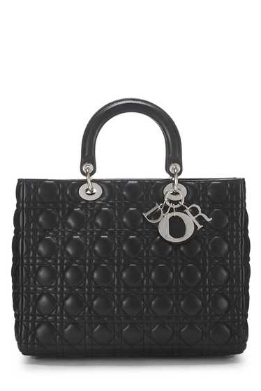 Black Cannage Quilted Lambskin Lady Dior Large